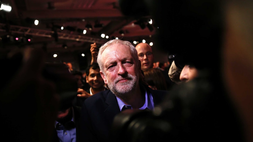 Newly elected Labour Party leader Jeremy Corbyn meets supporters