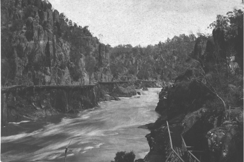 Historical photo of Cataract Gorge in 1890