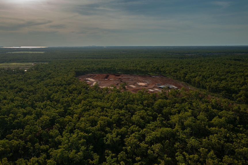 A drone shot of the construction site of the new Don Dale facility.