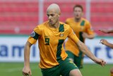 Dylan Tombides (L) in action for Australia's under-22 side against Kuwait in Oman in January 2014.
