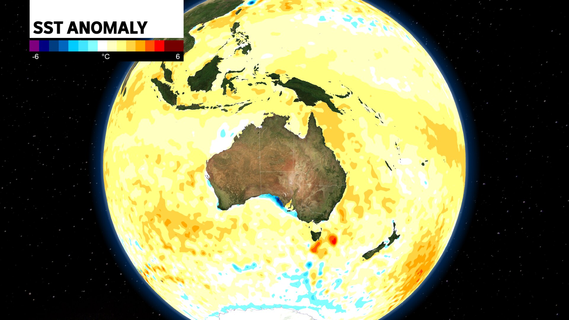Graphic of Australia on the world globe