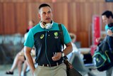 Usman Khawaja of the Australian cricket team arrives at Adelaide airport on November 28, 2017.