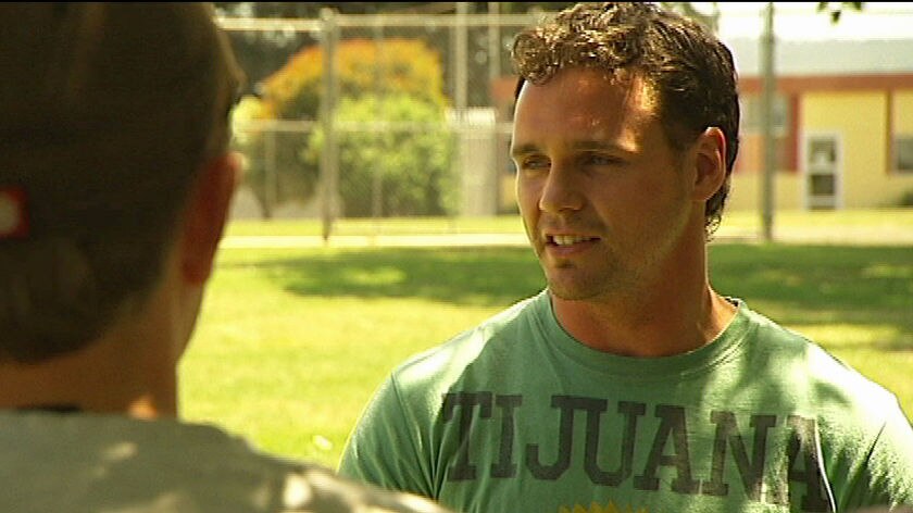 Tasmanian boxer Daniel Geale on a visit to Ashely Youth Detention Centre.