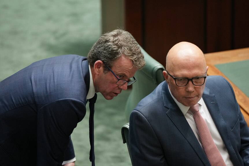 Dan Tehan and Peter Dutton during QT