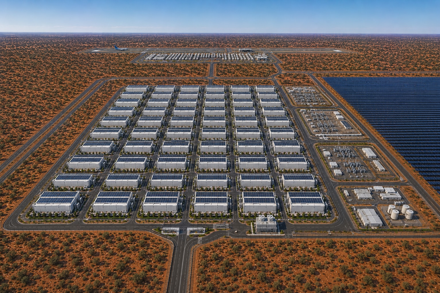 a digital render of a data centre 