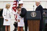 Donald Trump, Melania Trump, Emmanuel Macron and his wife Brigitte