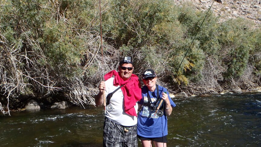 Matt Price and Cynthia Stevens fly fishing in California