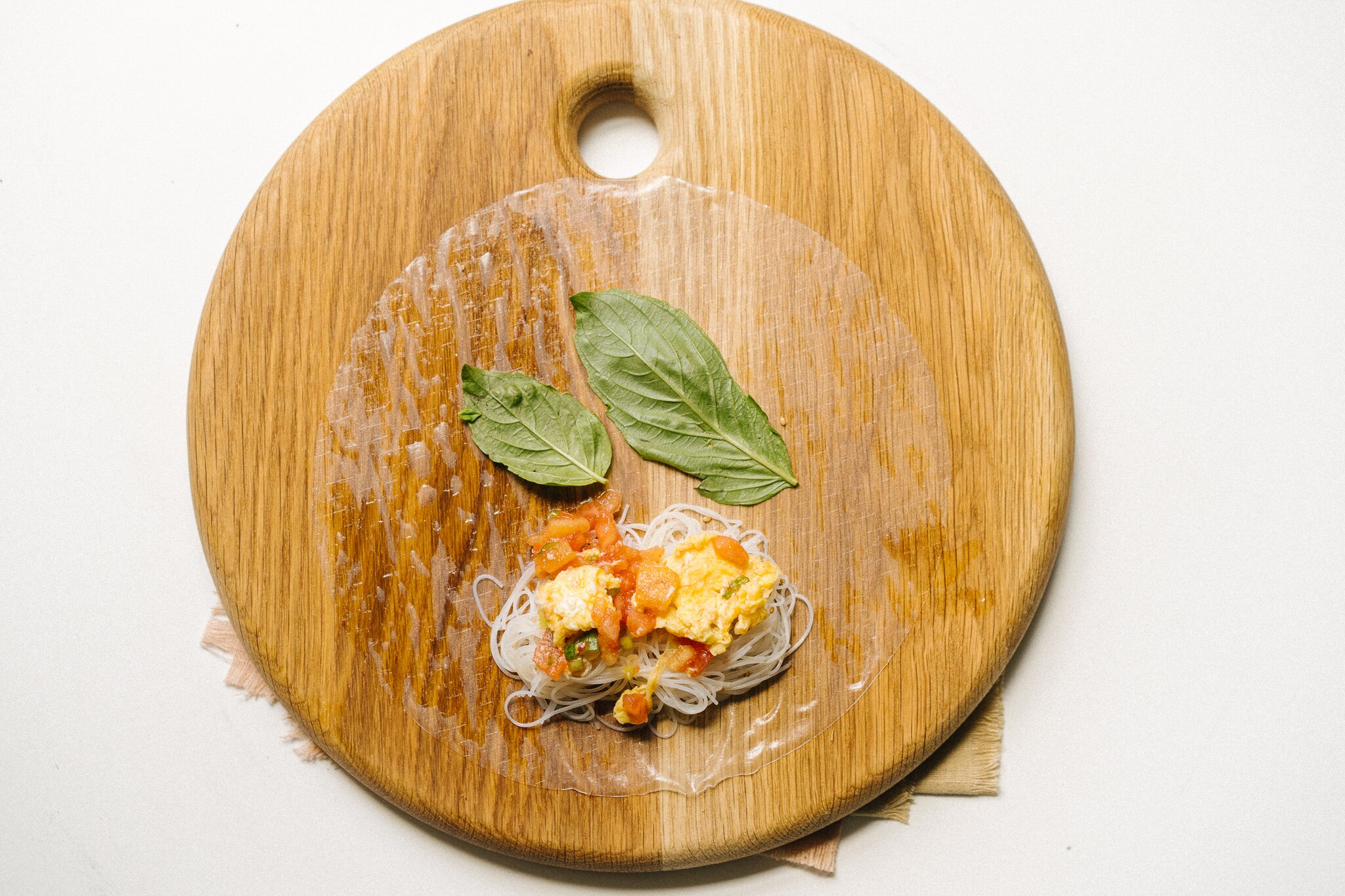 Hetty McKinnon's tomato and egg rice paper rolls ABC Everyday