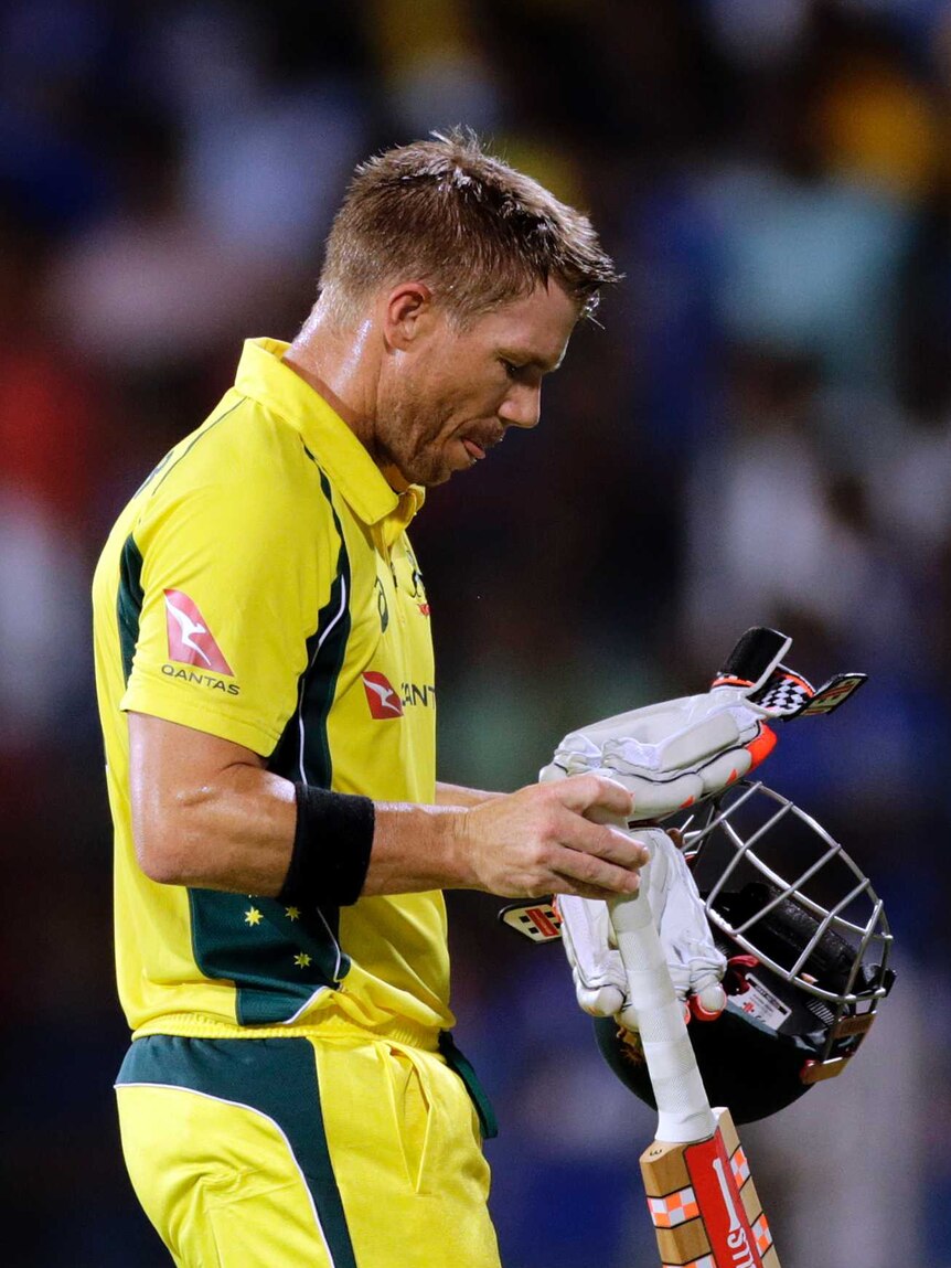 David Warner treads off after getting out against India