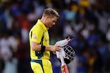 David Warner treads off after getting out against India