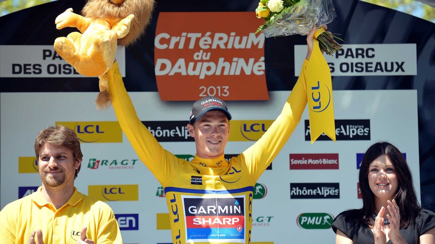 Australia's Rohan Dennis in the yellow jersey at the Criterium du Dauphine.