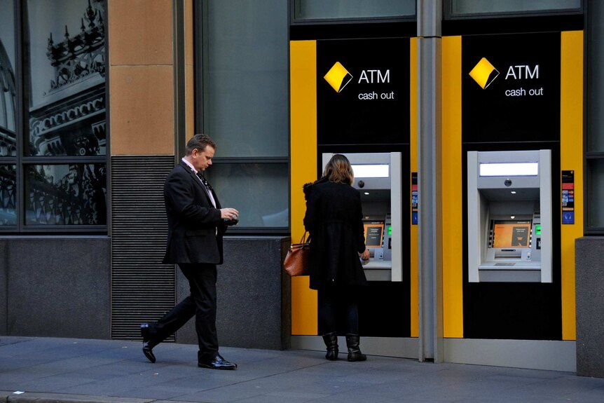 Commonwealth Bank (CBA) signage on ATMs in Sydney