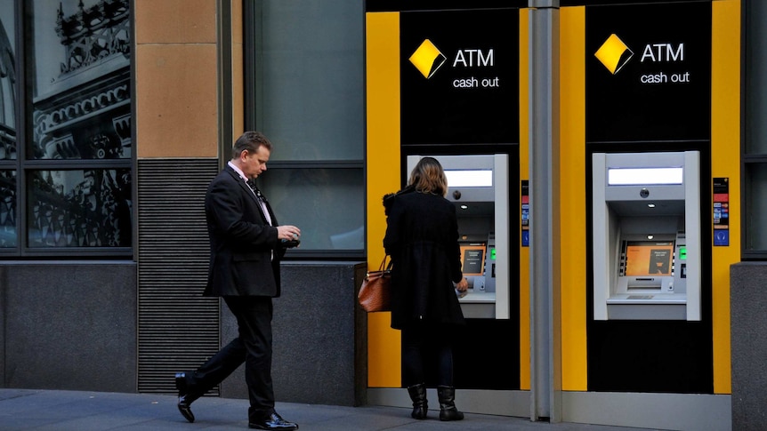 Commonwealth Bank (CBA) signage on ATMs in Sydney