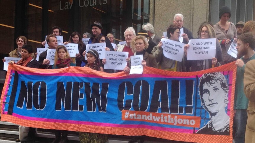 Supporters of Jonathan Moylan outside court