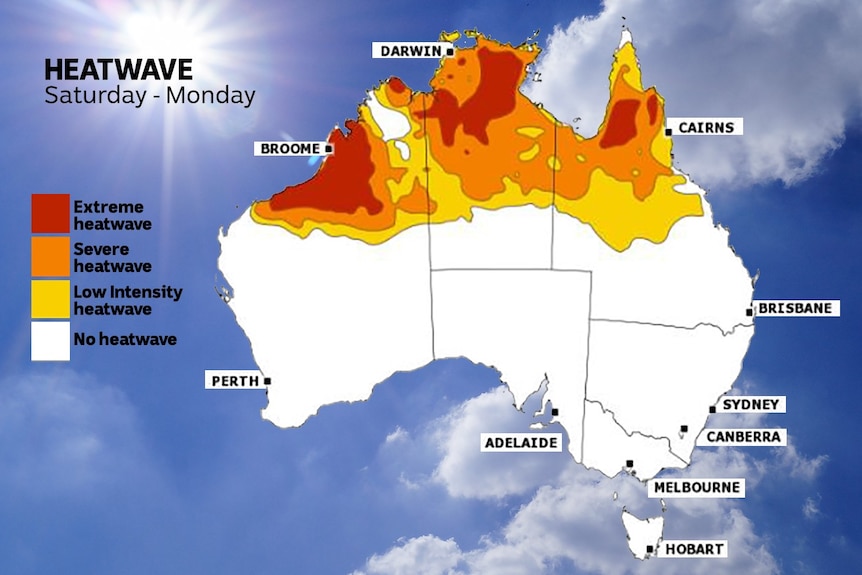 A graphic showing heatwave areas.