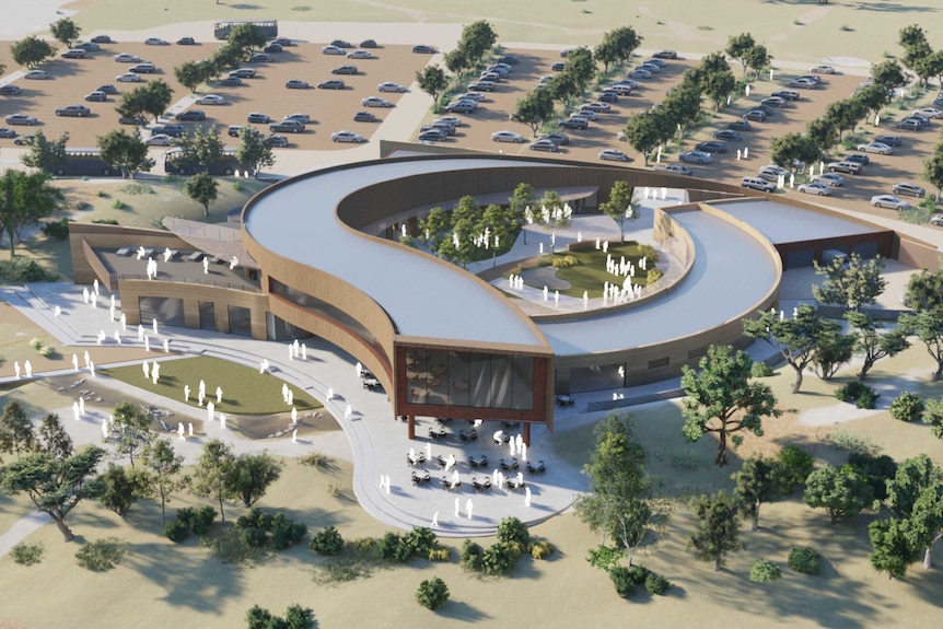 Artist's impression of a redeveloped visitor centre at Monarto Zoo in South Australia.