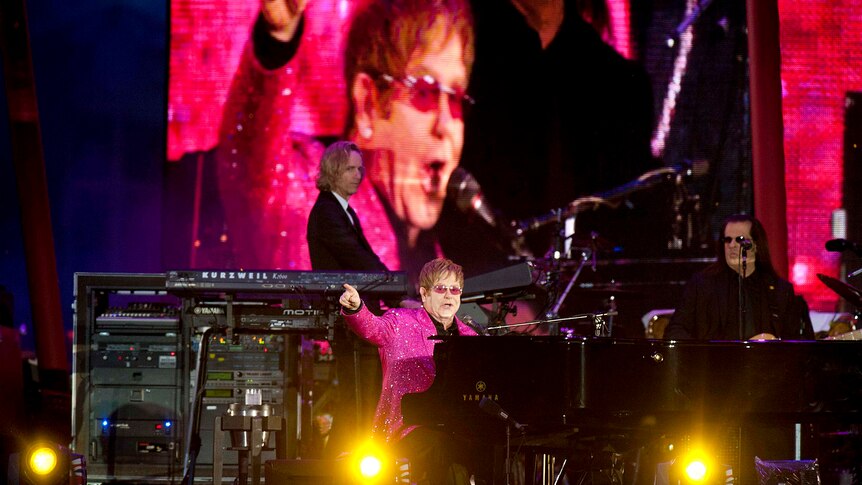 Elton John performs at the Diamond Jubilee Concert.