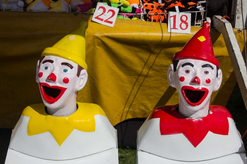 Laughing clowns at Perth Royal Show