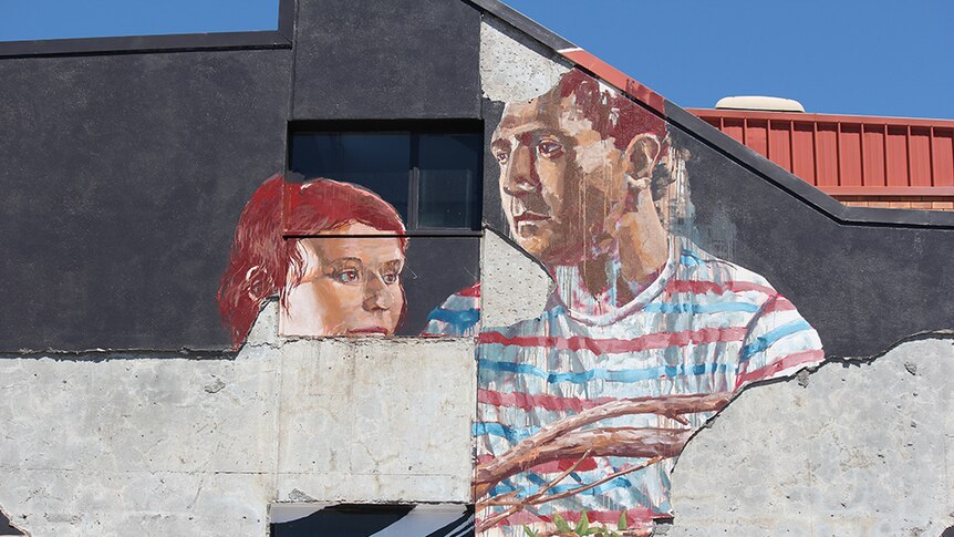 Detail of the partial mural on a Toowoomba SES building