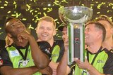 Sydney Thunder celebrate with Big Bash trophy