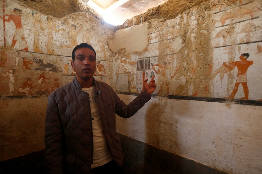 The discovery of an Old Kingdom tomb at the Giza plateau.