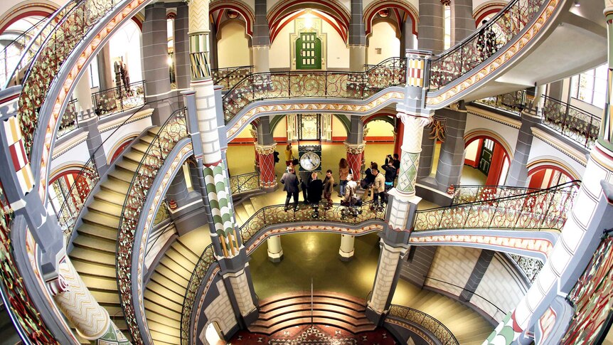 The staircase in the former Prussian justice palace in Halle an der Saale.