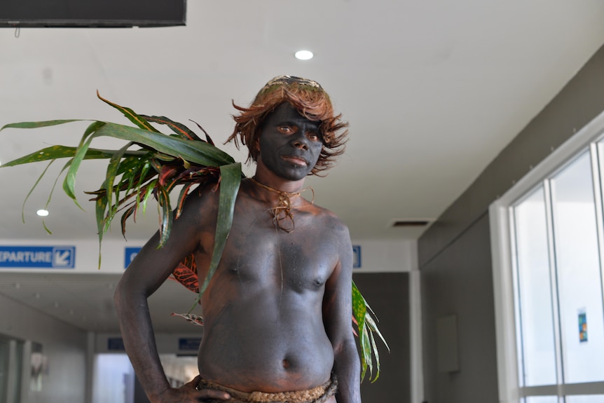 A person in traditional dress in Vanuatu.