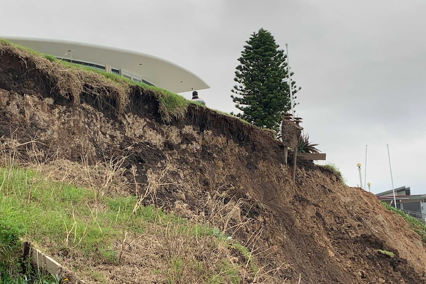 erosion on the edge of the land near the beach