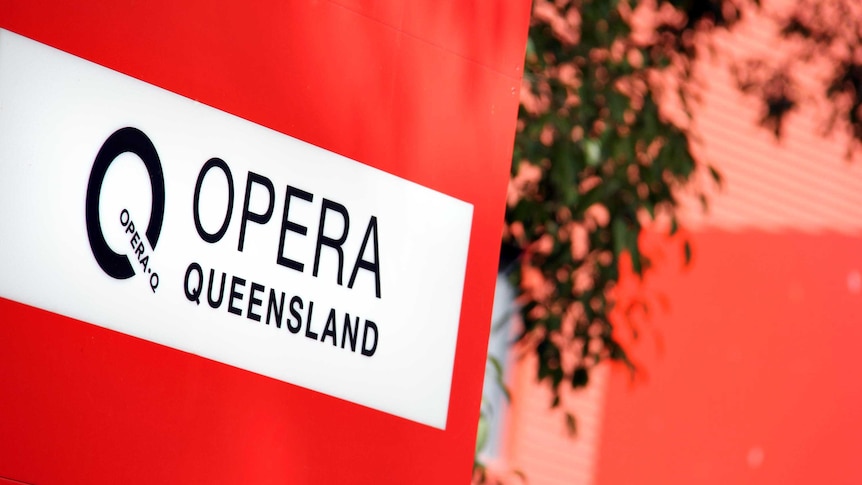 Opera Queensland sign outside the Queensland Conservatorium of Music.