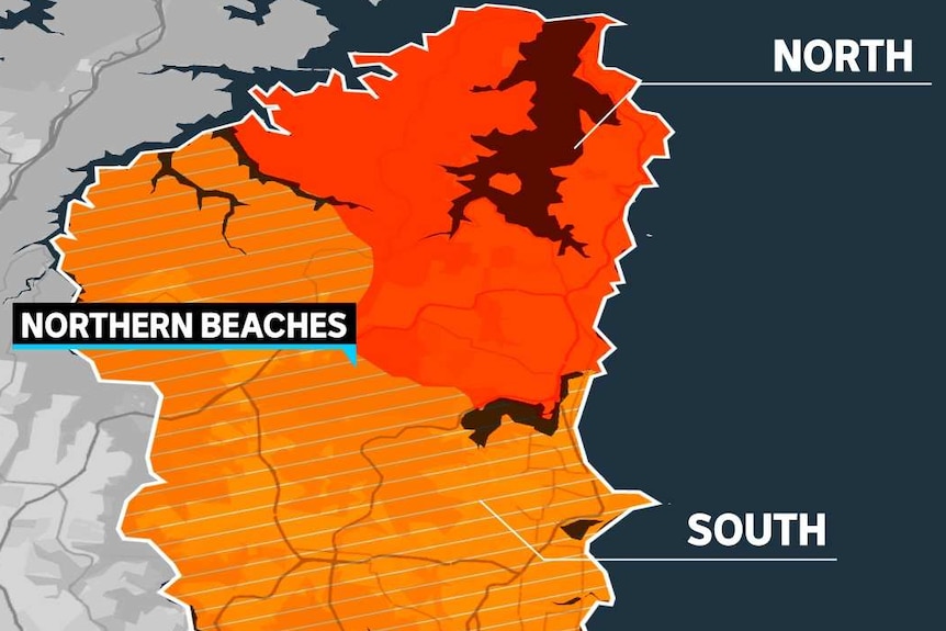 Map showing northern beaches and Greater Sydney