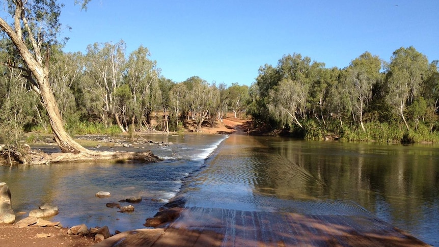 A causeway crossing the Roper River