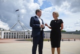 Federal Opposition Leader Bill Shorten and ACT Chief Minister Katy Gallagher at Parliament House in Canberra.