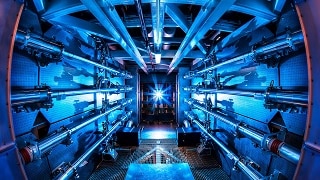 A picture of the inside of the Lawrence Livermore National Laboratory nuclear fusion reactor