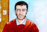 A court sketch of a 16-year-old boy charged over planning a terrorist attack on Anzac Day.
