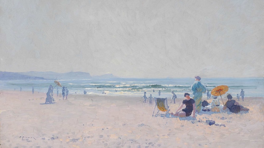 An image of Elioth Gruner's On The Sands from 1920.