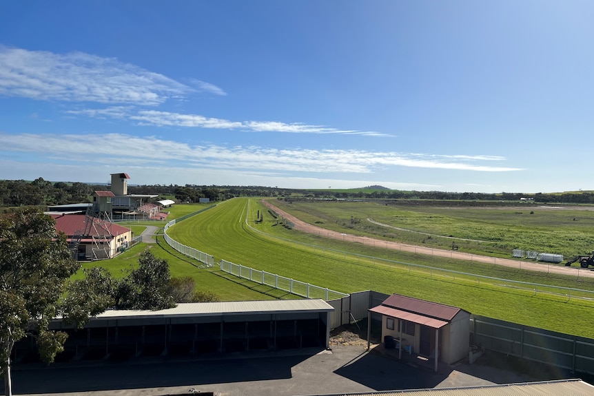 The Northam Racecourse. Green grass blue skies few clouds