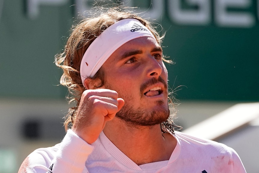 Stefanos Tsitsipas clenches his fist