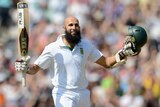 Amla reacts after posting a triple century