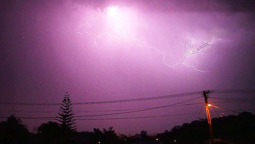 An electrical storm caused dramatic lightning at Coffs Harbour on the NSW north coast.