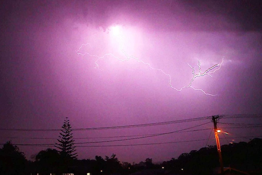 An electrical storm caused dramatic lightning at Coffs Harbour on the NSW north coast.