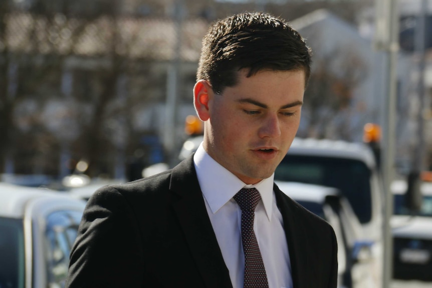 Jack Toby Mitchell walks in the ACT Courts precinct.