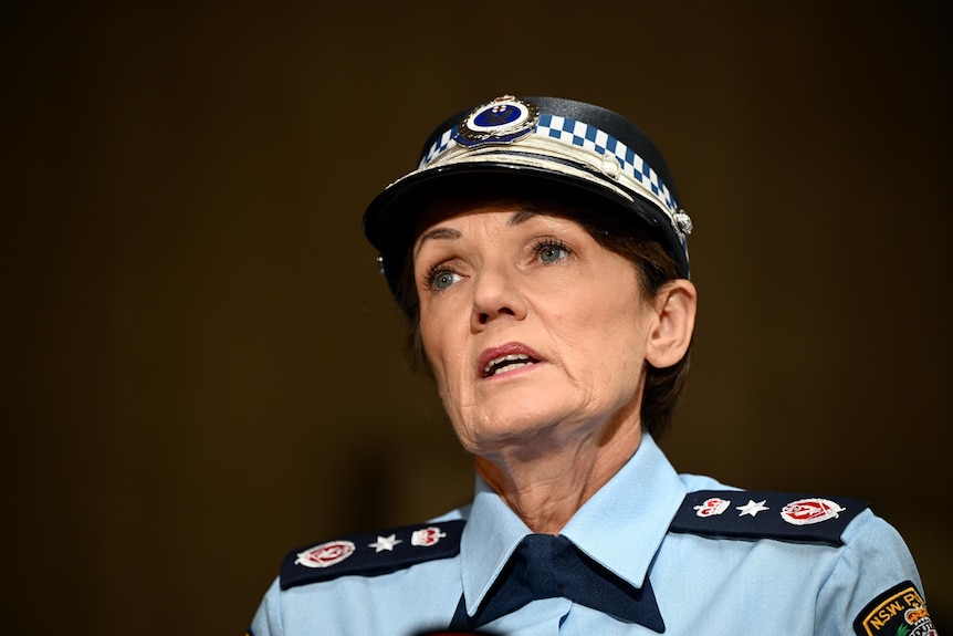 NSW Police Commissioner Karen Webb speaks to the media