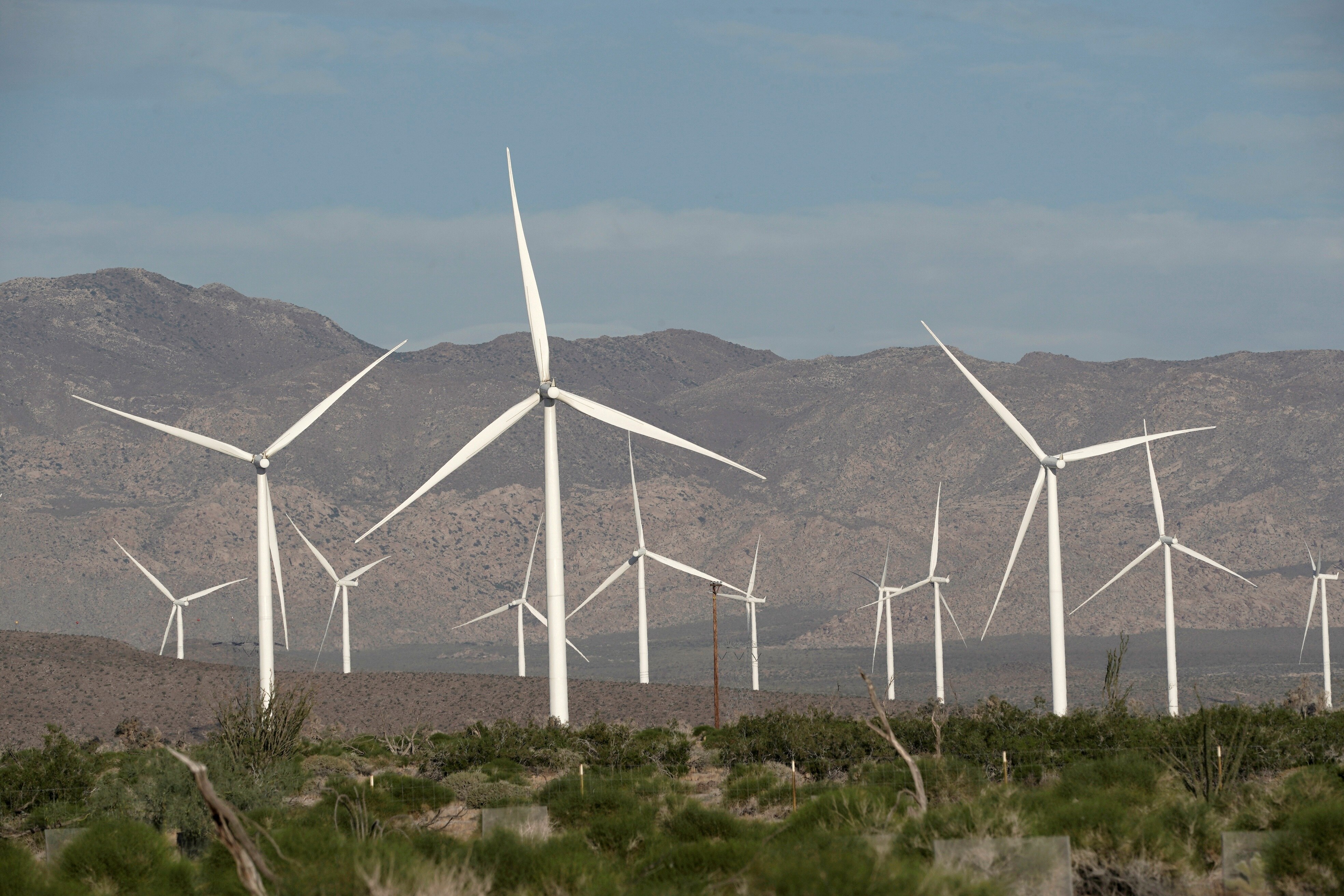 Wind turbines in a desert