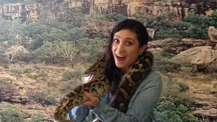 Warriena Wright poses with a python