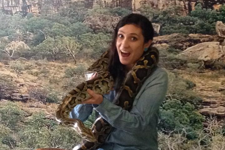 Warriena Wright poses with a python