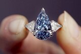 The rare 5.16-carat pear-shaped internally flawless fancy vivid blue diamond ring