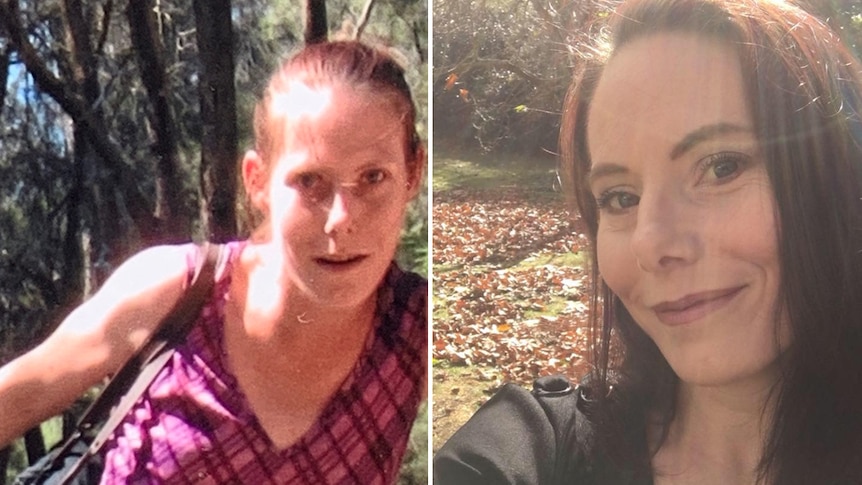 Two photographs of Liz Gal, one during when she was a heroin user, and more recently as a recovered addict.