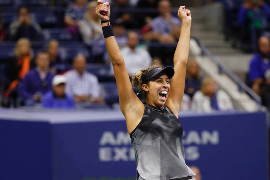 Madison Keys celebrates win over Coco Vandeweghe at US Open