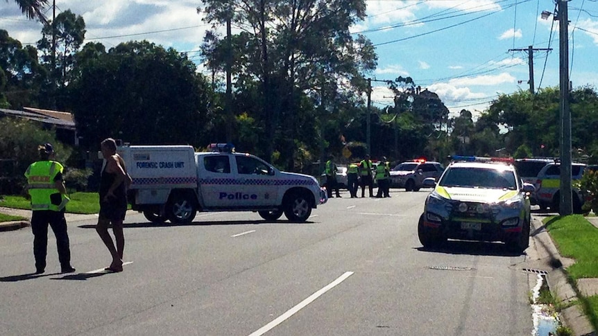 Police at the scene of where a four-year-old boy was killed