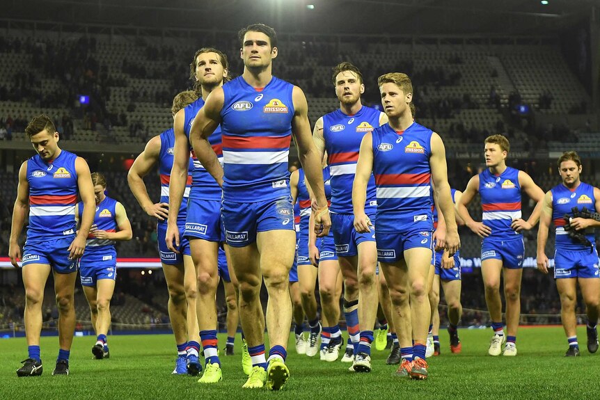 Easton Wood leads off the Western Bulldogs after AFL loss to St Kilda